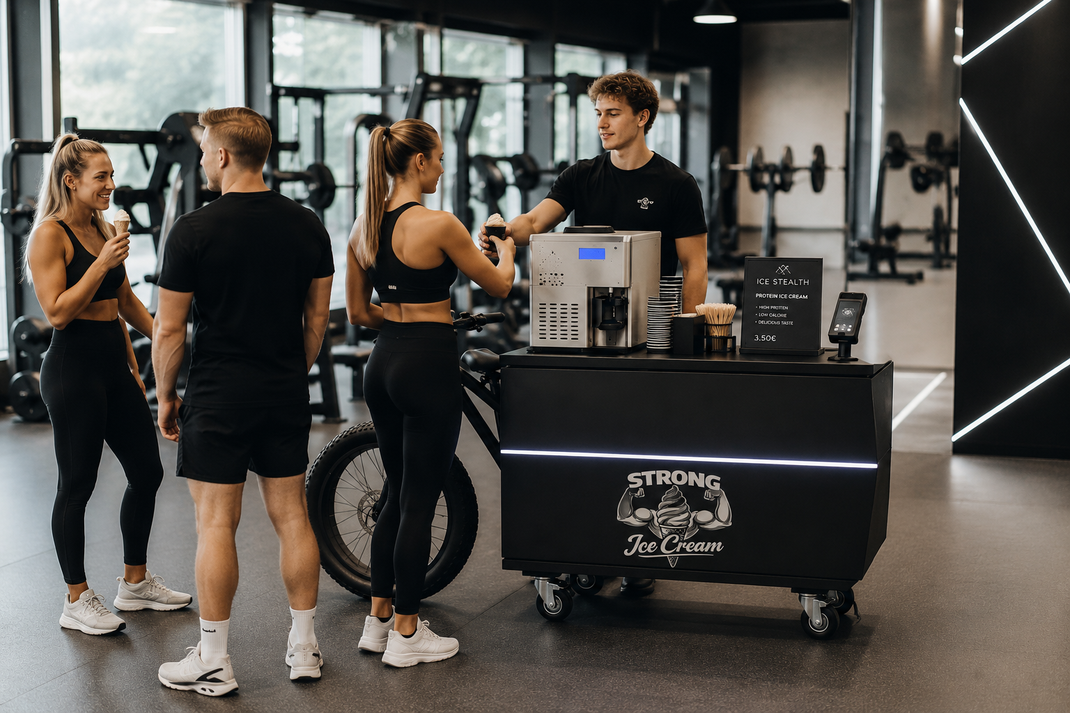 Strong Ice Cream station inside a premium Finnish gym